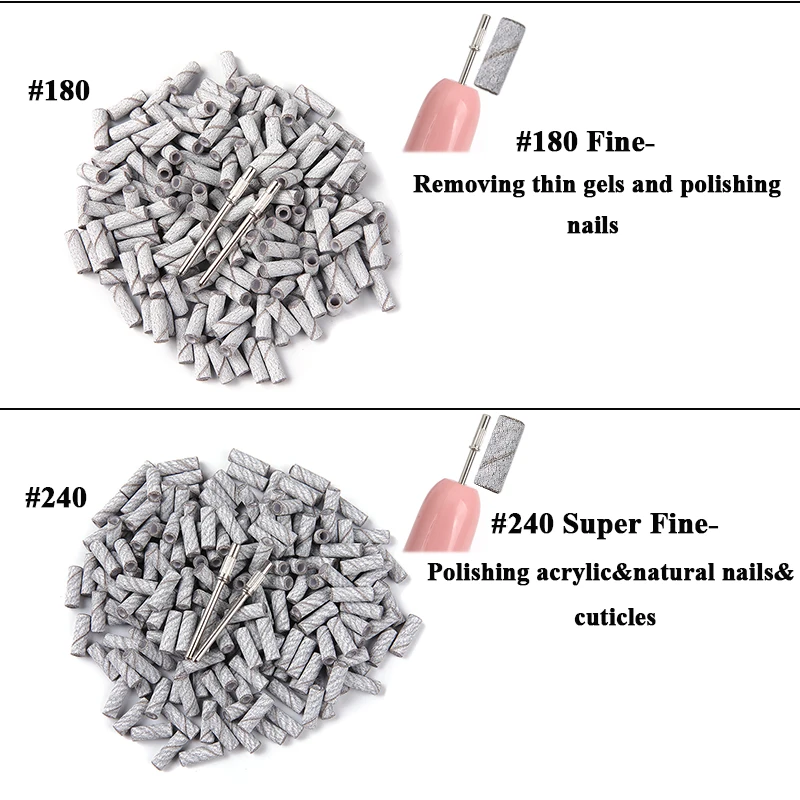 200개/박스 3MM 네일 샌딩 밴드(2개의 맨드렐 포함) 전동 네일 머신 액세서리 네일 광택 젤 폴리쉬 제거 도구