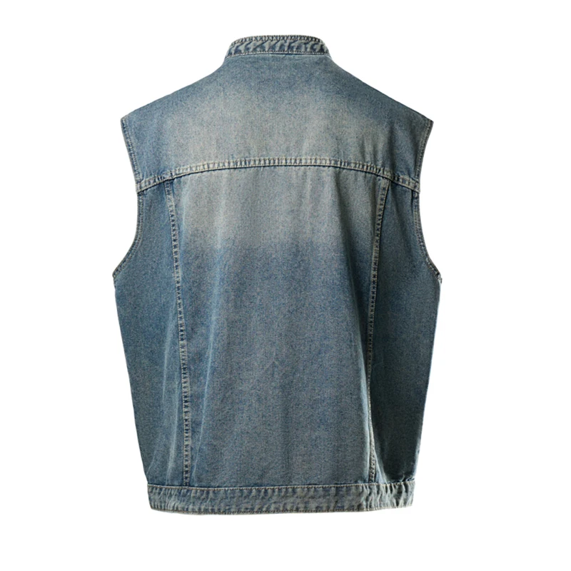 New Mens  Women's Denim Vests Casual Fashion Faux Old Stand-up Collar Button Denim Sleeveless Tops Vests