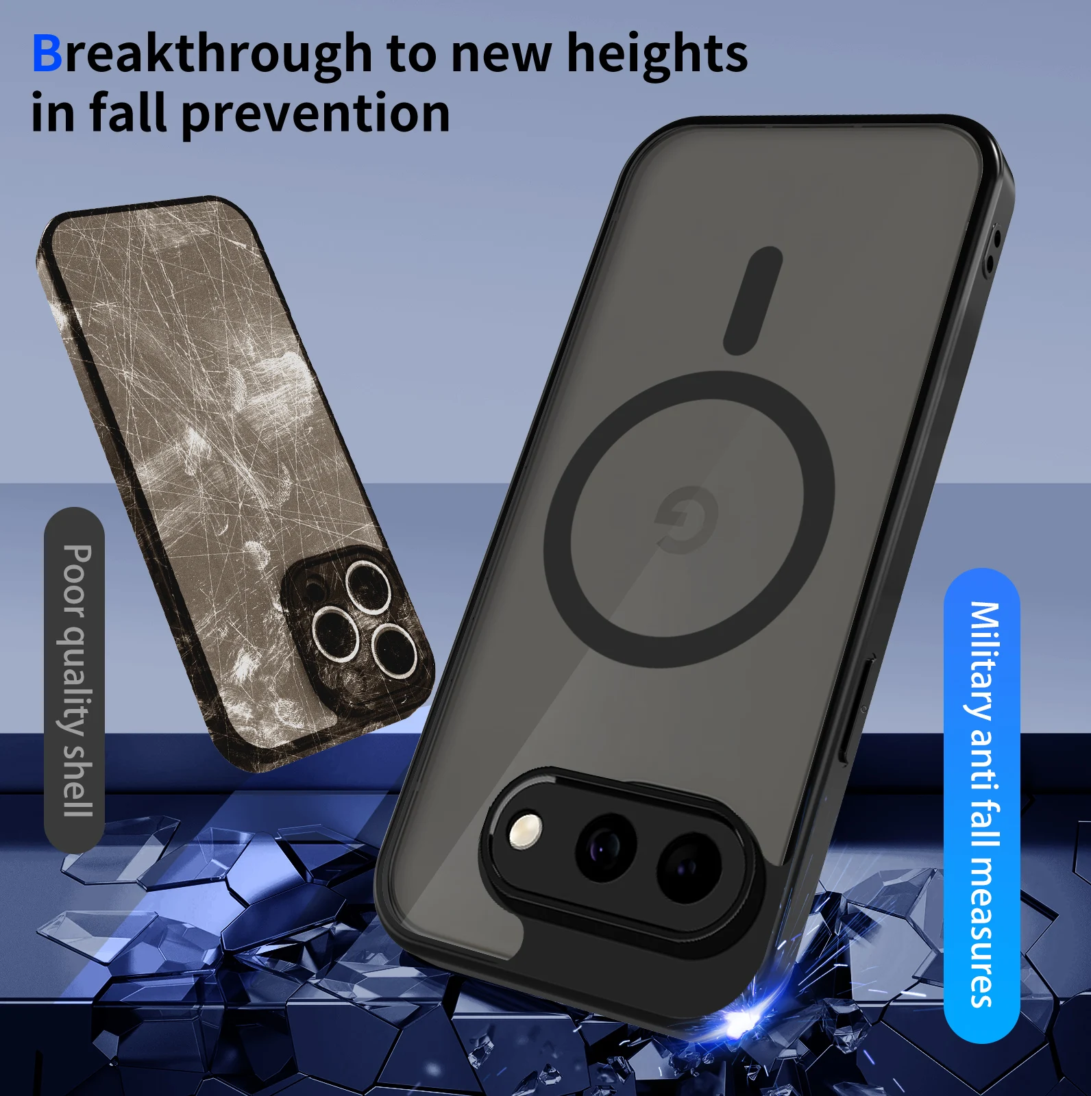 Matte Translucent Magnetic Shockproof Case with Wireless Charging Compatibility