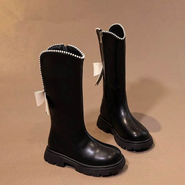 Long Boots for Girls and Children Winter Long Leather Boots Princess Foreign Girls Plus Cashmere Shoes baby boots winter snow boots