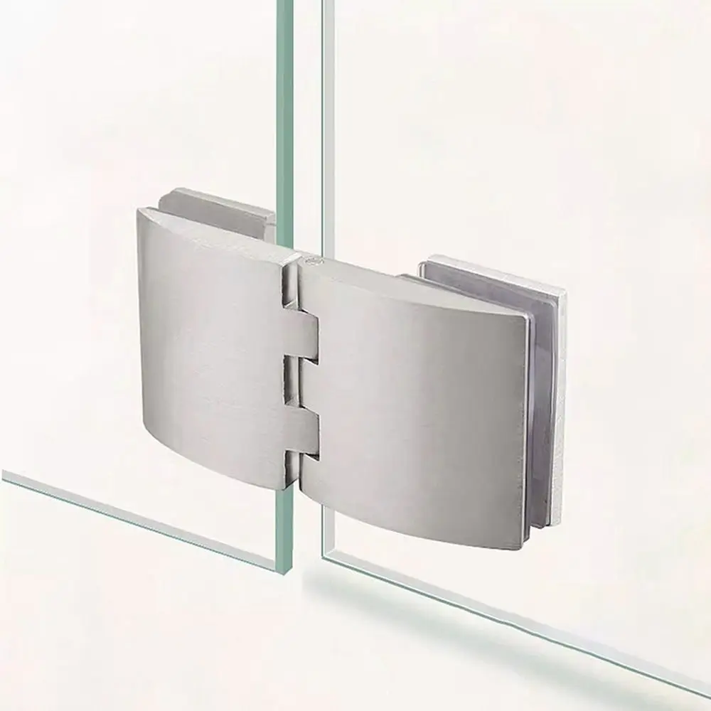 Brushed Nickel Glass Door Hinge Embedded Zinc Alloy Cabinet Door Hinge Durable Cabinet Glass Clamp Accessories