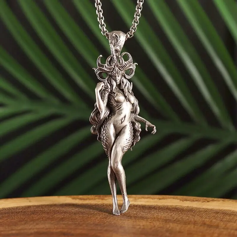 

Fashion Exquisite Horn Long Hair Sexy Nude Goddess Pendant for Men Women Unique Charm Daily Wear Necklace Gift