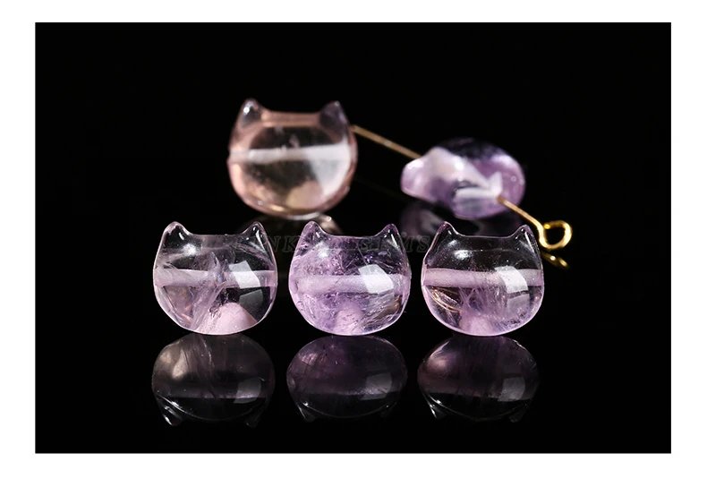 1 Pc Natural Amethyst Carved Faceless Cat Beads With Hole Cartoon Pendant For Jewelry Making Diy Necklac Bracelet Accessory