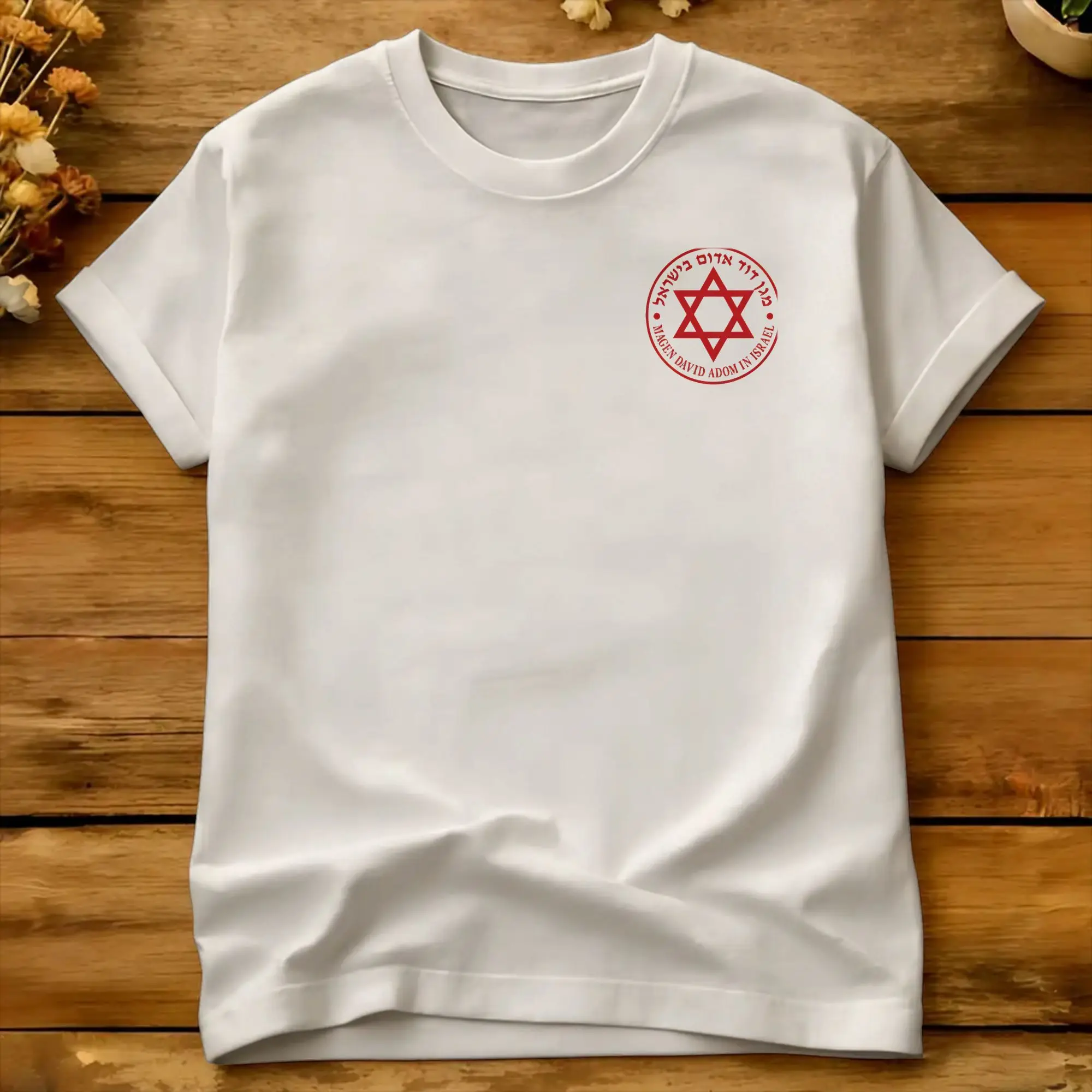 MDA Magen David Adom Kleines Logo. T-Shirt für Herren Vintage T-Shirts Sommer O-Ausschnitt Hip-Hop Tees Bestseller Übergroße Oberteile