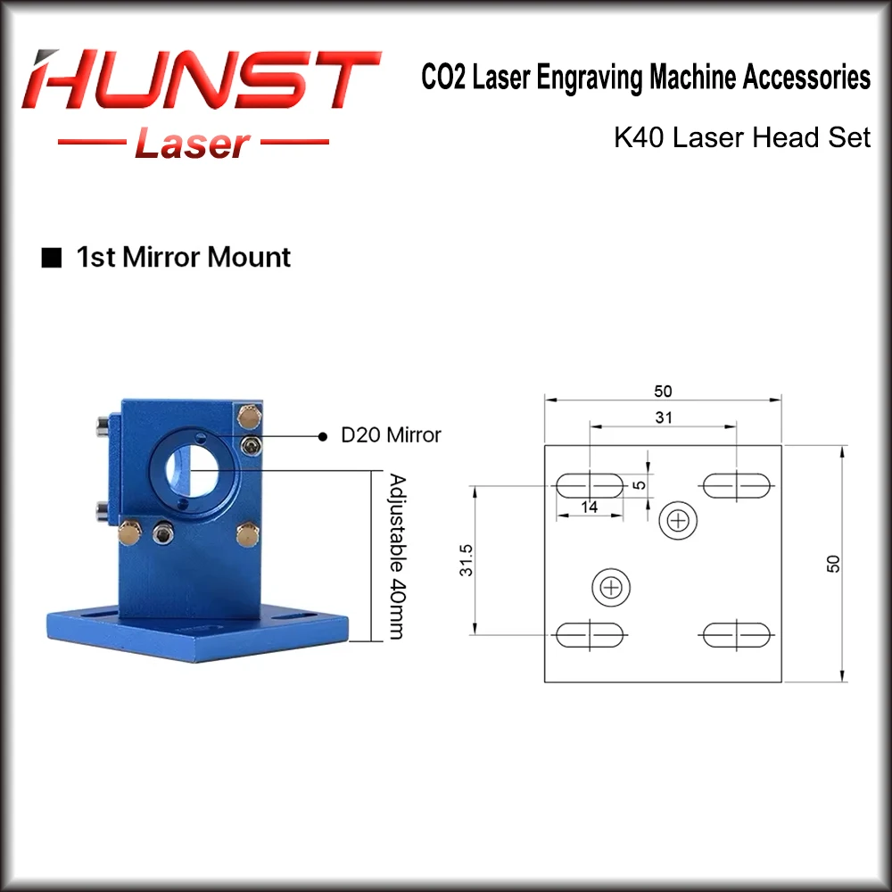 HUNST K40 시리즈 Co2 레이저 헤드 세트 렌즈 직경 12/20mm 미러 20mm (2030 4060 미니 데스크 레이저 조각 절단기용)