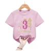 Customized Name Tshirt It's My 1-11th Happy Birthday Princess Golden Butterfly T-Shirt Girls Gift Kids Clothes Short Sleeve 3