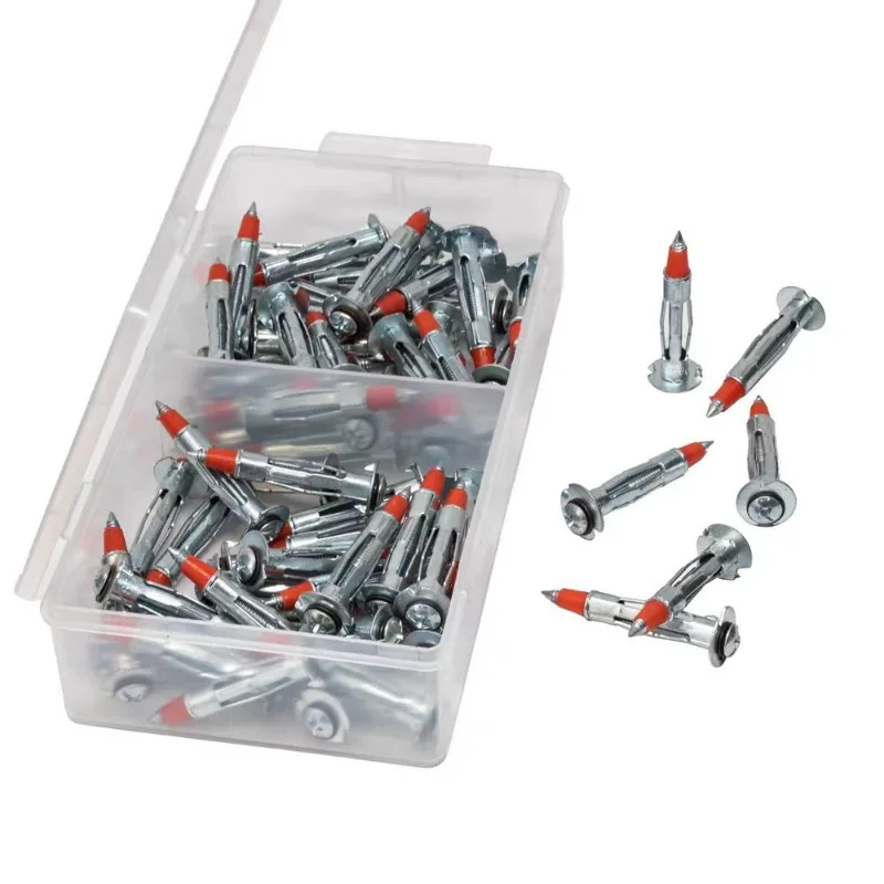 Red Pointed Expansion Rivets Cross Screws Galvanized Steel Hollow Walls Driven Anchoring Metal Fasteners Woodworking Bolt Sets