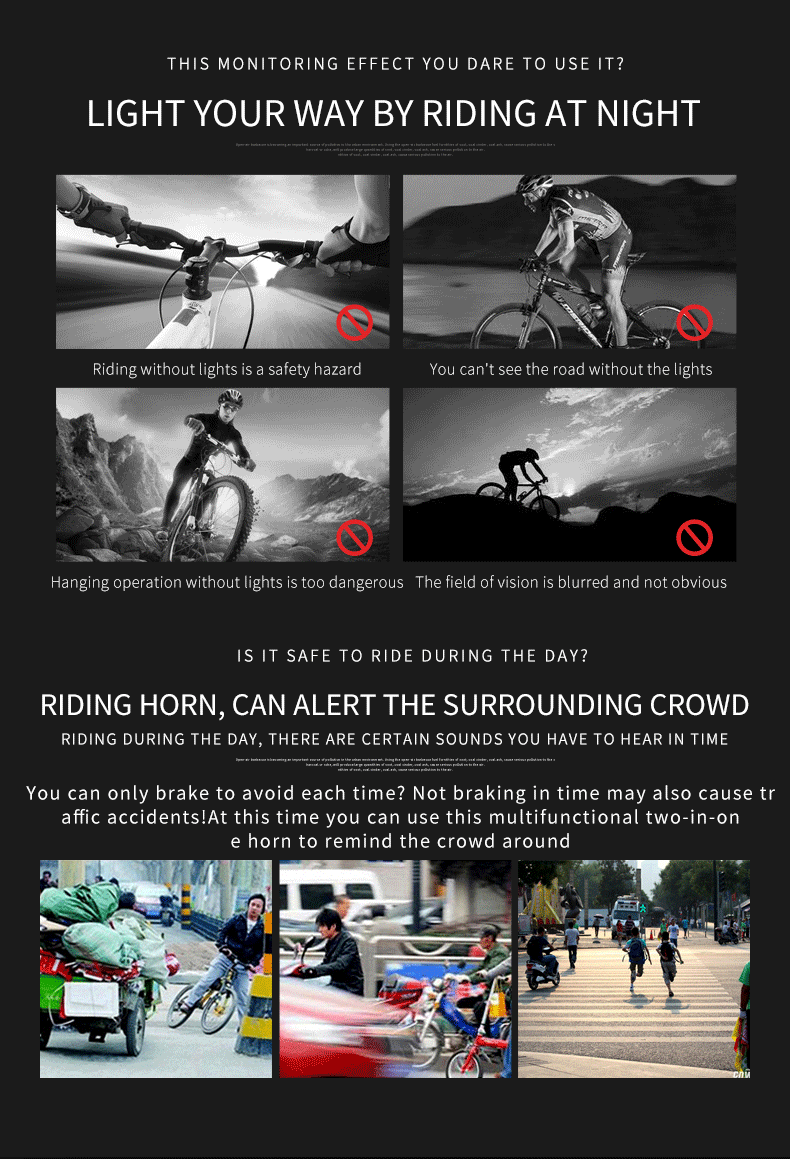 Description Picture 5 of itemBicycle Electronic Bell Bicycle Light Scooter E-bike Trumpet Alarm Bike Bell USB Charge Cycling Warning Alert Safety Riding