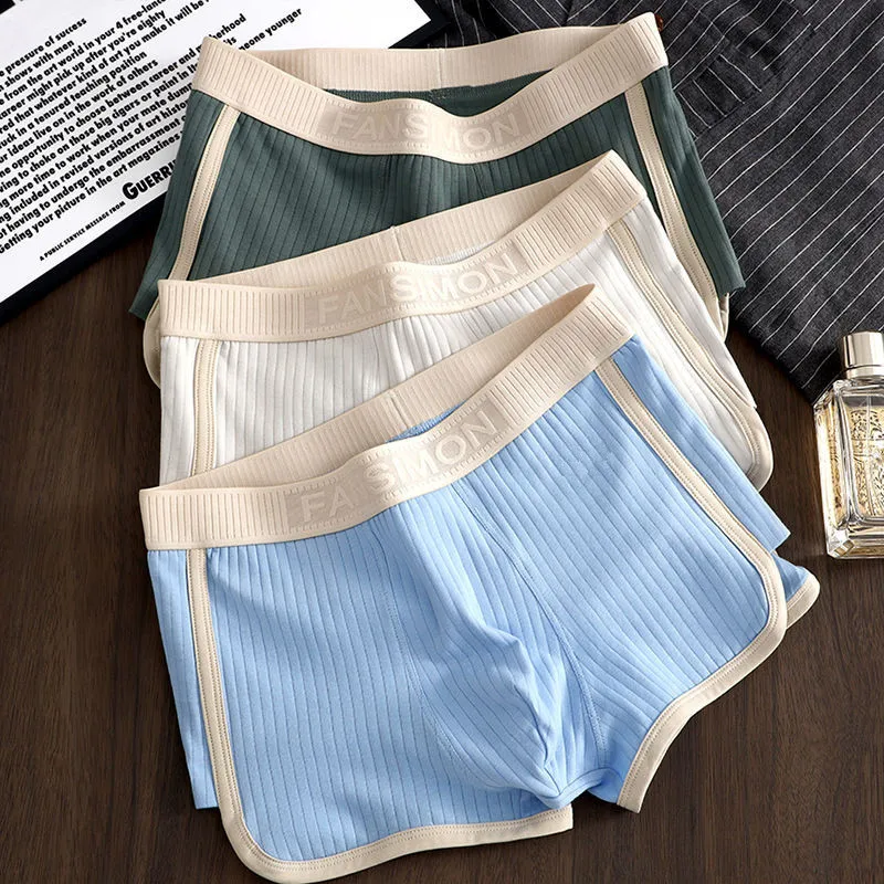 1 3PCS Solid Striped Men' Boxer Sexy Breathable Mesh U Crotch Underwear High...
