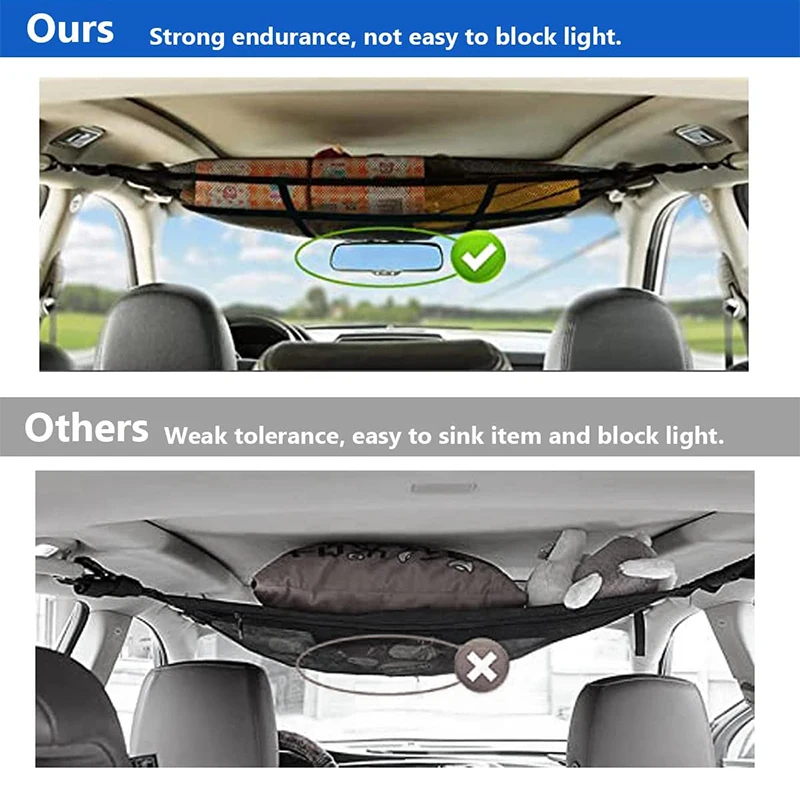 Neue Auto Decke Dach Innen Fracht Reiß verschluss verstellbare Netz Lagerung Netz Tasche Kleinigkeiten Organizer Mesh Tasche für Van Geländewagen Universal – Detail 4