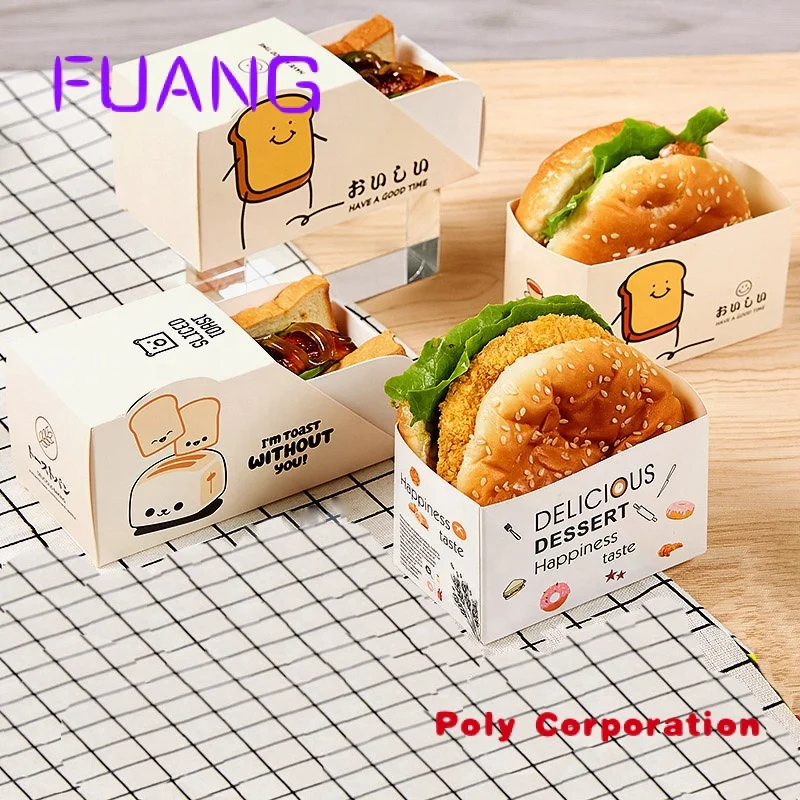 

Custom Custom Disposable Food Grade Cardboard Hamburger Packaging Paper Burger Box Potato Chips Package Boxes