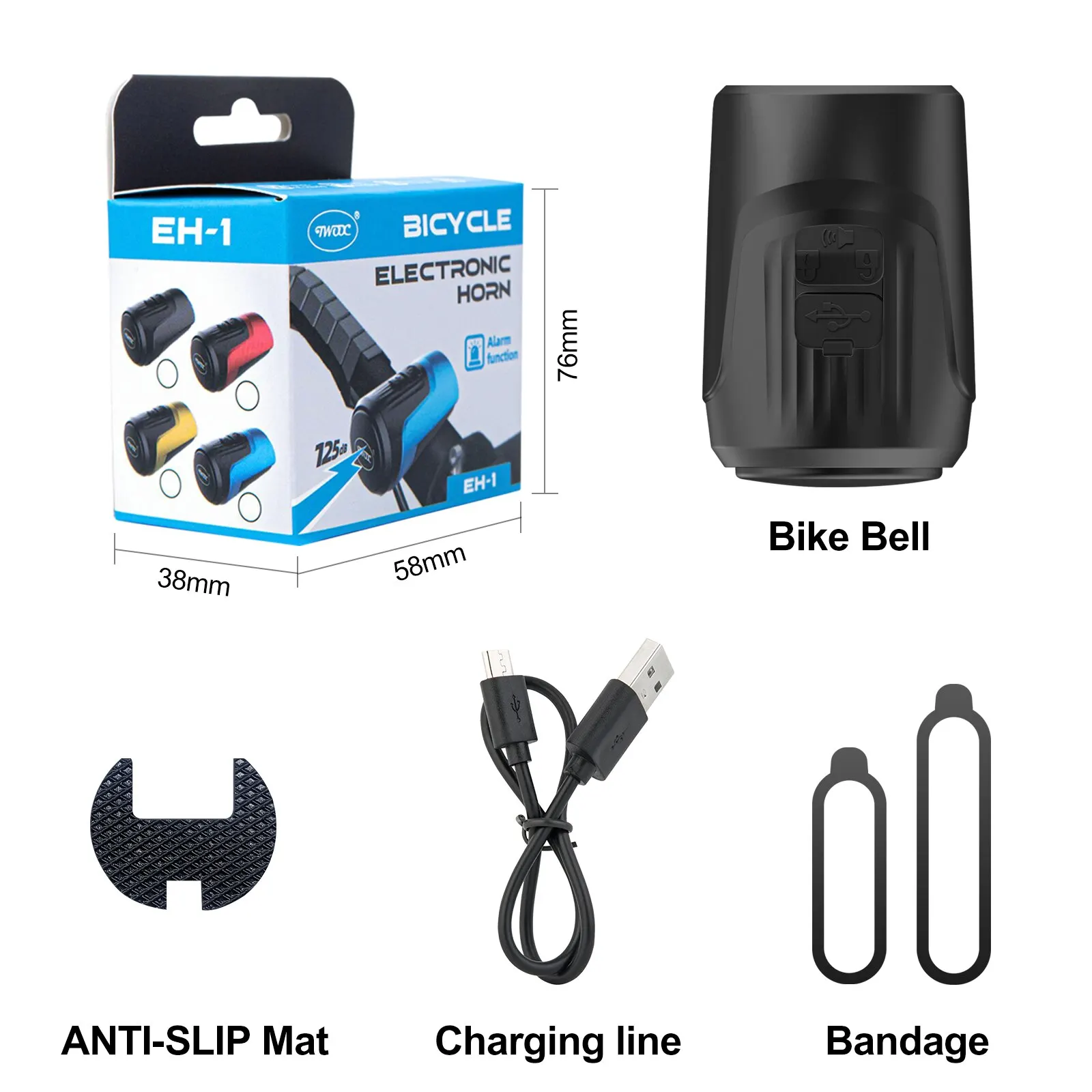 125dB Bicycle Electronic Bell Anti Theft Horn USB Rechargeable Suitable for Mountain Road Bikes Children Scooters bicycle bell mountain bike bell bicycle horn