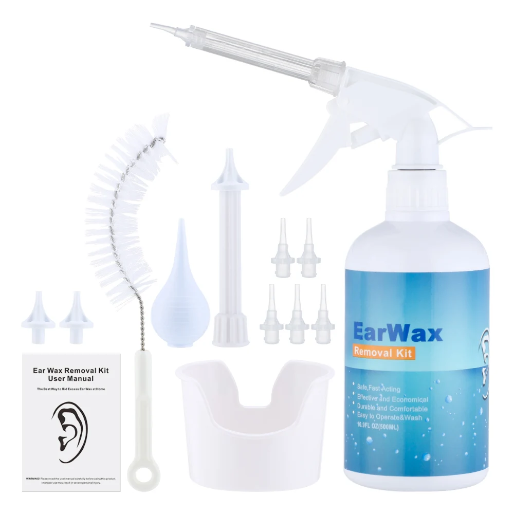 Ear Wax Removal Ear Cleaning Kit with 7 Replacement Heads Safe Effective Ear Irrigation Flushing Tool Set Adult Kids Health Care