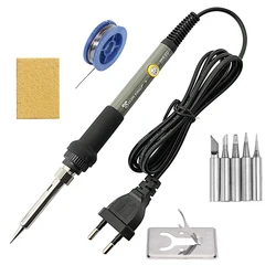 Electric Soldering Iron with LCD Display & Adjustable Temperature Control - 110V US Plug (60W Gray)