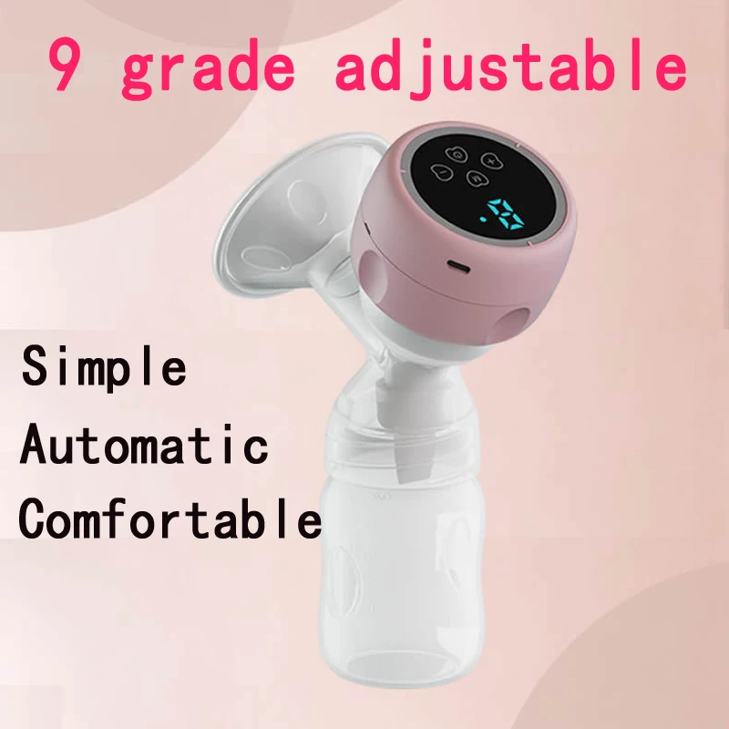 Electric Breast Pump with LED Screen, Milk Puller for Breastfeeding, Low Noise, Milk Bottle, BPA Free, 180ml