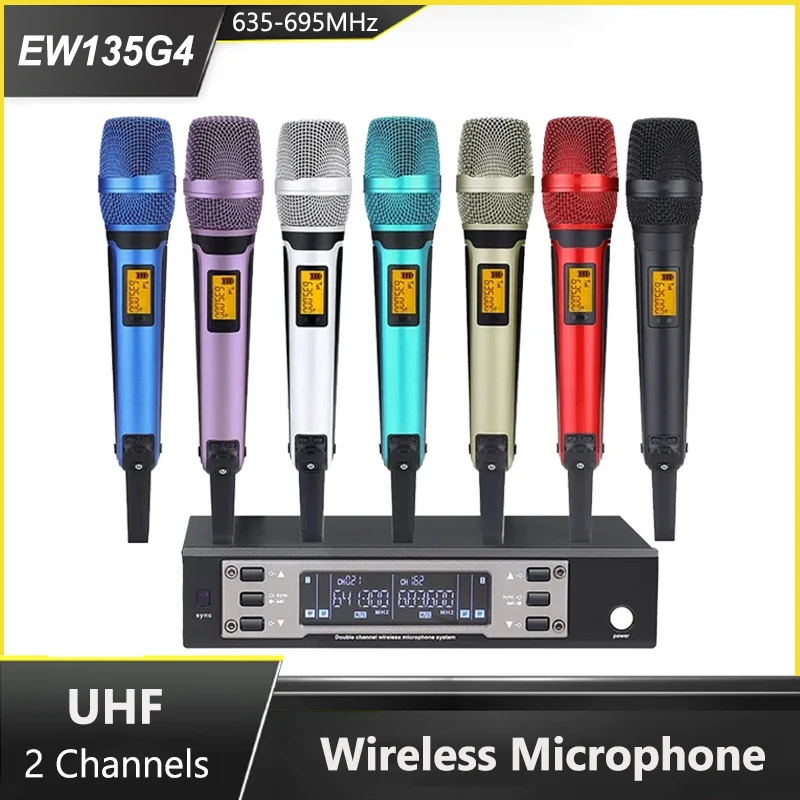 

EW135G4 UHF Dual Channels Profession Wireless Microphone System Stage Performance Dynamic Long Distance Handheld Karaoke Mic