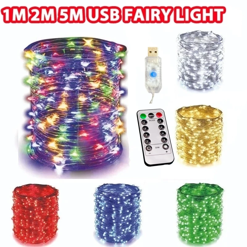 USB LED textový řetězec lehký 5M/10M/20M/30M 8mode daleký ovládání světel víla girland svatební vánoce svátek dekorace lamp nový rok