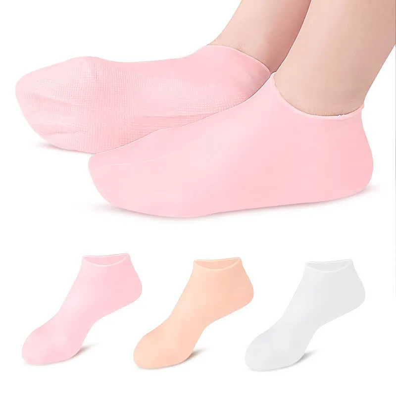 1 Pair Silicone Moisturizing Socks Exfoliating Gel Heel Socks Callus Cracked Dead Skin Remove Protector Pain Relief Foot Care