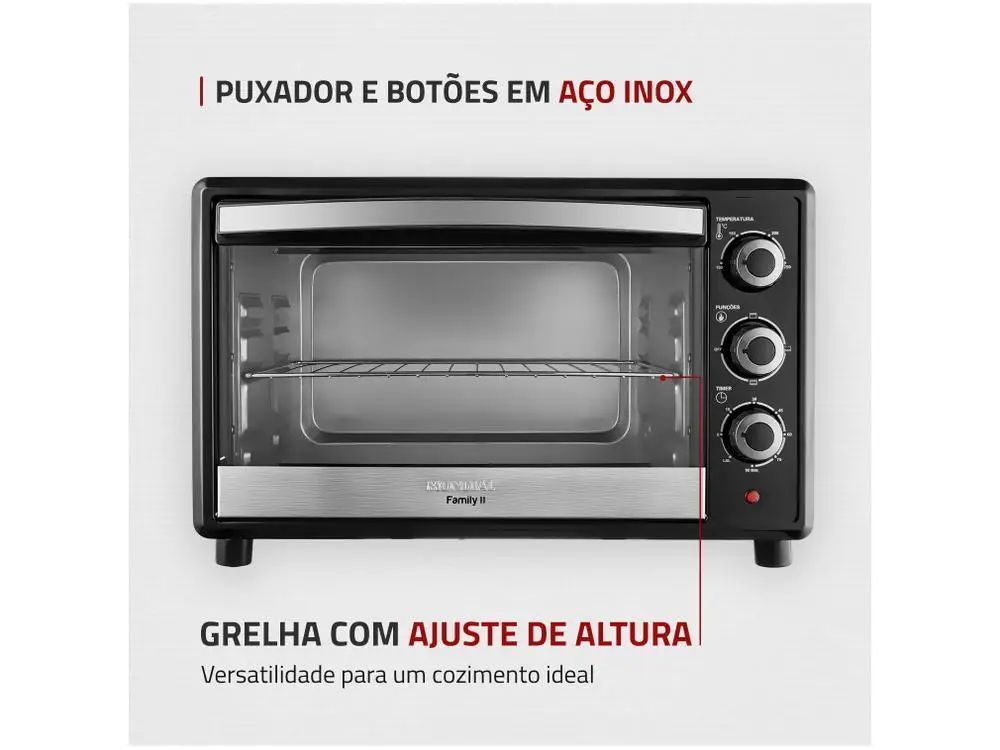 Forno Elétrico de Bancada Mondial com Timer 42L  - 220V 6