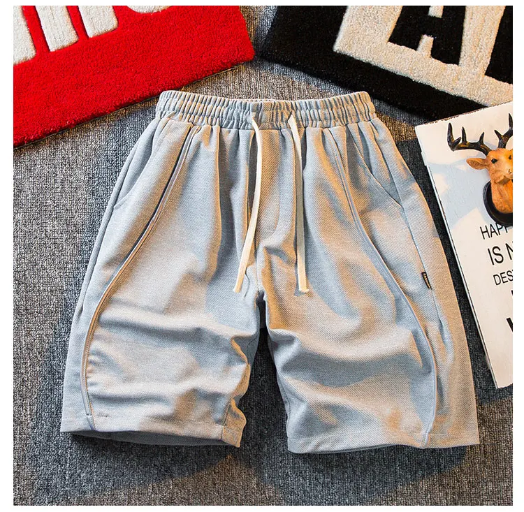 Description Picture 6 of item2024 Men Summer Fashion Loose Sports Basketball Shorts Men's Leisure Solid Color Short Pants Male Solid Wide Leg Shorts K384