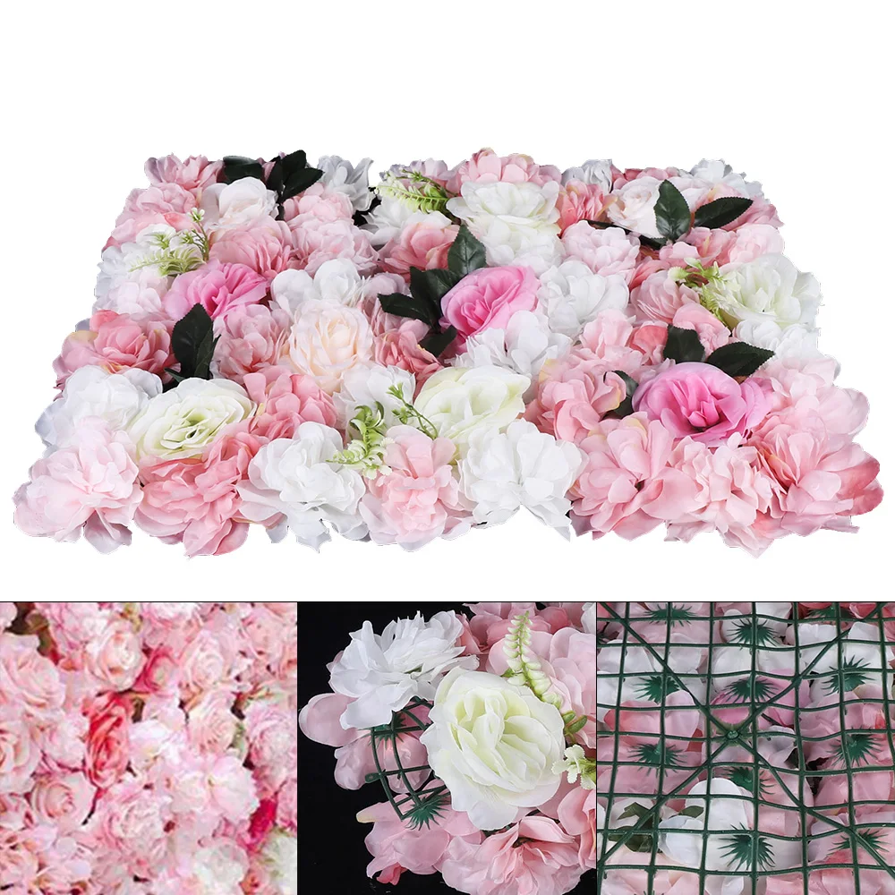 

Artificial Flower Wall Panel Wedding Party Rose+Dahlia+Leaves Backdrop Decoration 12 pcs