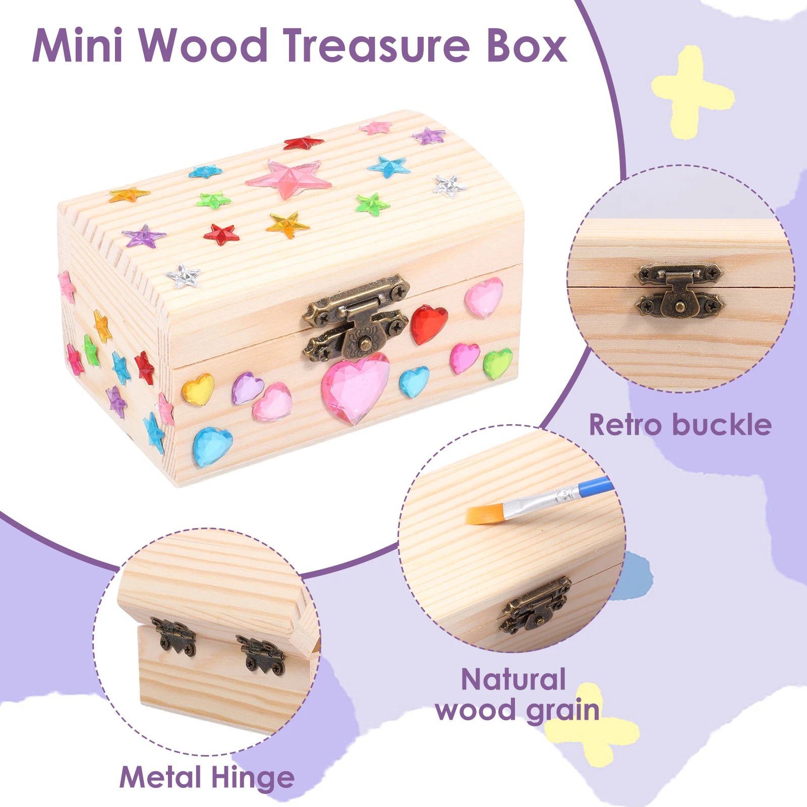 10Pcs Mini Wooden Box with Hinged Lid Unfinished Unpainted Wooden Boxes for DIY Crafts Jewelry Storage
 Box Xmas Girls Gifts