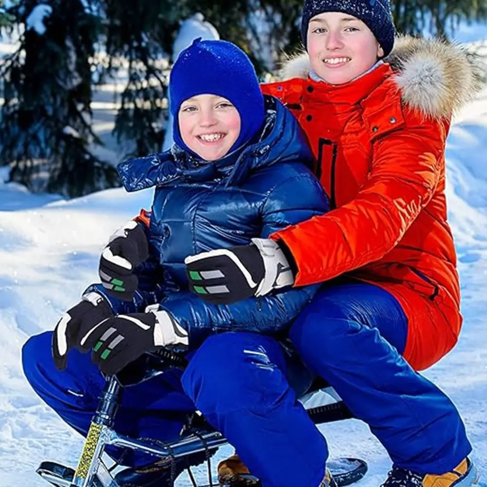 Waterproof Polyester Kids Ski Gloves Winter Warm