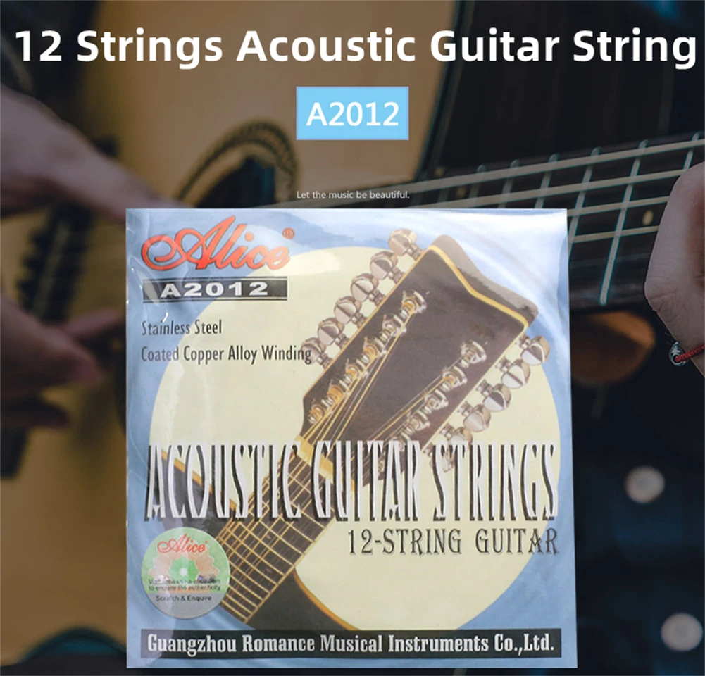 

1 Set Acoustic Guitar String Alice A2012 12 Strings Hot Sale Fast Settle In With Stable Winding Tuning Acoustic Guitar Strings