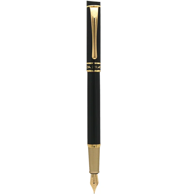 Fountain Pen With leather Pencil case No ink Gold text iridium pen tip