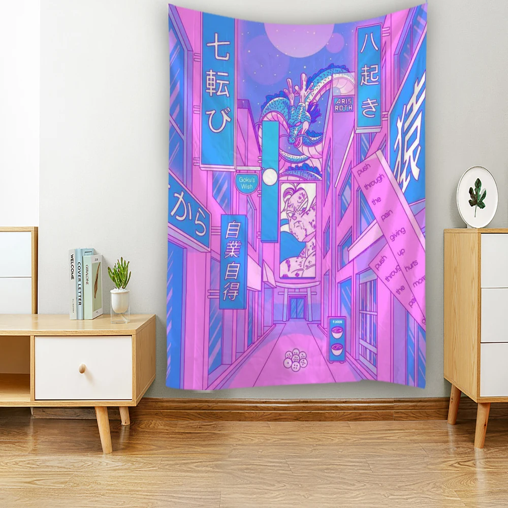 

Comic Purple Kawaii Room Decoration Tapestry Hippie Romantic Wall Hanging Fresh Anime Aesthetic Decorative for Room Living Room