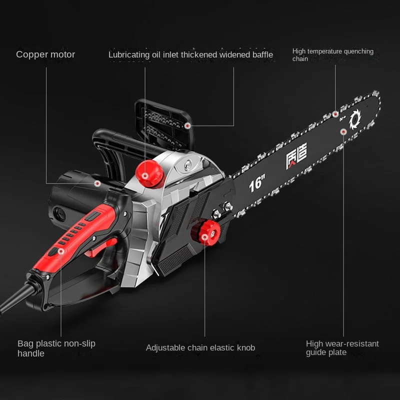 16-inch 2400W High-power Chainsaw Logging Saw Household Electric Chainsaw Handheld Cutting Electric Saw