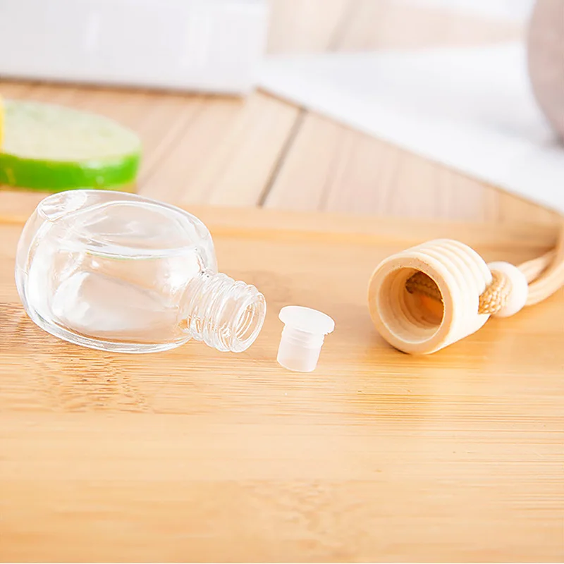 1/5pcs Car Perfume Bottle Air Freshener Car Pendant Perfume Ornament for Essential Oils Diffuser Fragrance Empty Glass Bottle