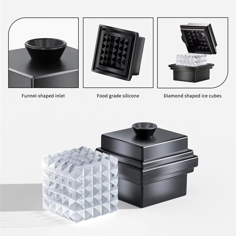 Large Square Ice Block Mold - Crystal Clear Silicone Ice Block Maker Tray For Whiskey, Cocktails & Beverages