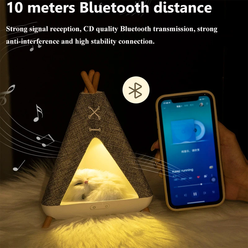 Cute Cat Bluetooth Speaker Bedroom Soft Night Light Music Box Soundbar Wireless MP3 Music Player Birthday Gifts Long Endurance