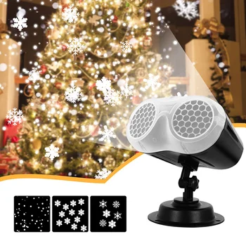 Christmas Snowfall Projector Lights Owl Shape Outdoor Highlight Landscape Dynamic LED Snowflake Projection Lamp for New Year New