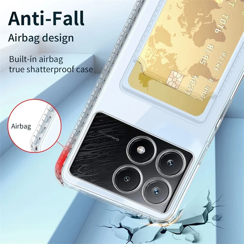 Transparent Silicone Back Cover with Card Slot Holder