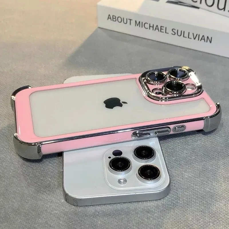Luxury Plating Transparent Protective Phone Case - All-Inclusive Anti-Fall Design