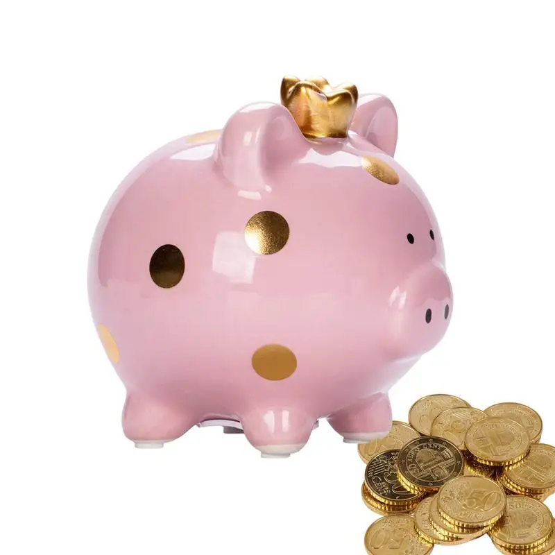 Atm Coin Bank Ceramic Crown Pig Kids Home Decor Safe Coin Banks Money Saving Box Cute Kids Room Deck Decor For Raise Your