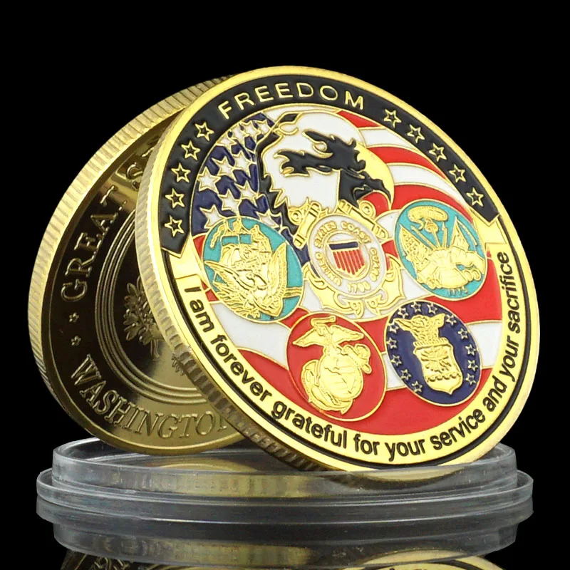 Благодарен за ваше обслуживание, США, флот США, армия береговой охраны, американский свободный Орел, позолоченный, военный вызов, коллекция монет Благодарен за ваше обслуживание, США, флот США, армия береговой охраны, американский свободный Орел, позолоченный, военный вызов, коллекция монет