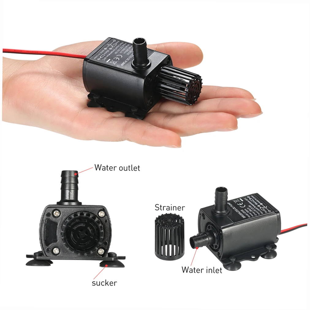Ultra-quiet Mini USB 5V 4.8W Brushless Water Pump Waterproof Submersible for Garden Pond Camping Fountain water pump,aquarium water pump,fish tank pump
