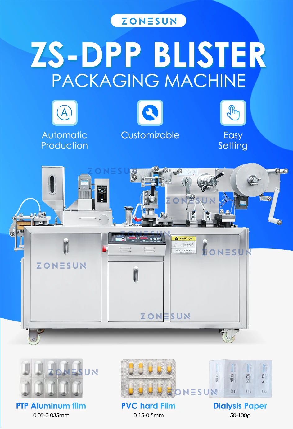 ZONESUN ZS-DPPA Automatic Liquid / Paste / Irregular Material Filling Blister Sealing Machine