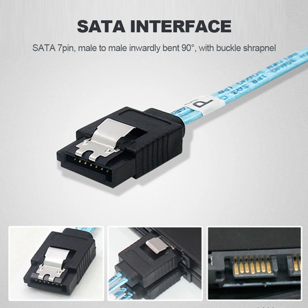 90° SATA 3.0 Mini SAS Cable - 6Gbps, 4 SATA to 4 SATA Male to Male, 7 Pin SSD Hard Disk Drive Data Cable Description Image.