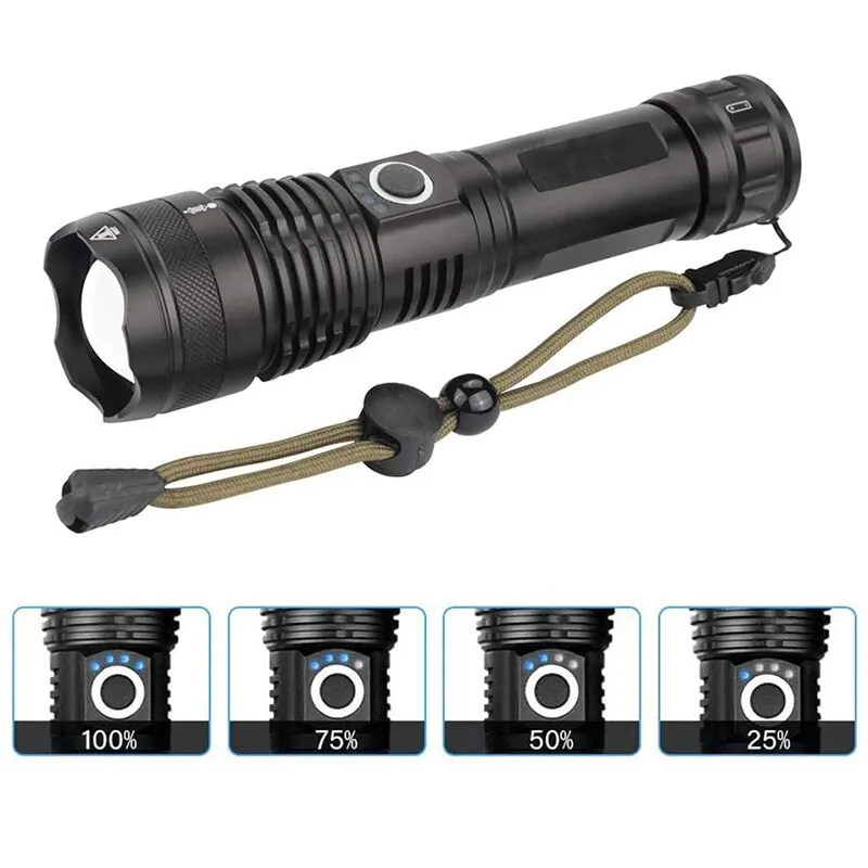 Pocketman - lampe de poche XHP70 à lumière LED, torche Rechargeable par