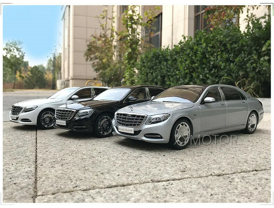 

Модель автомобиля под давлением почти настоящая AR 1/18 для Mercedes Maybach Benz S-Class S600, черные/белые подарки, коллекционный орнамент, металл, пластик