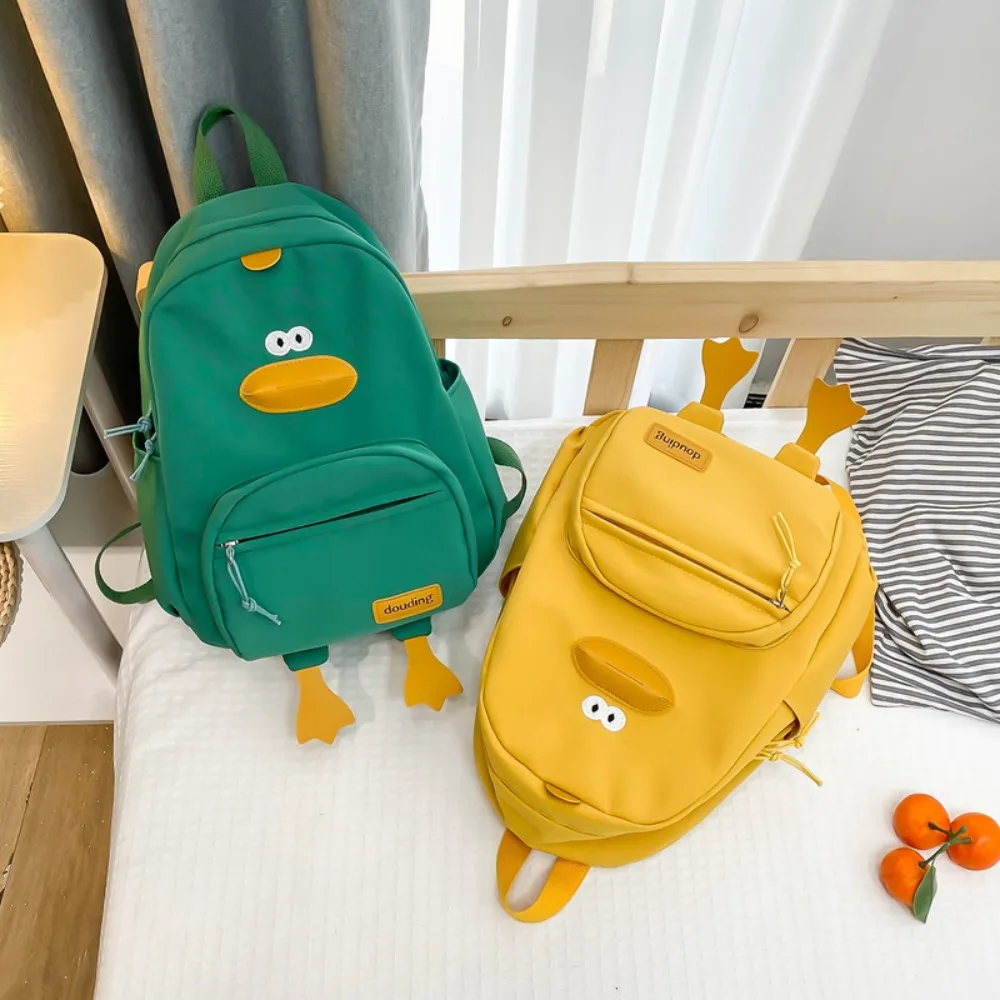 Travel Bag Nylon Cartoon Duck Backpack 3-layer Pockets Zippered Toddler Backpack Large Capacity Student School Bag Girl 3