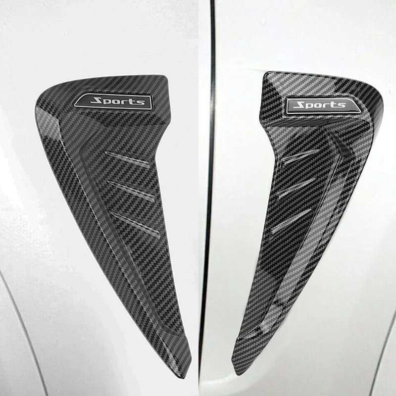 2Pcs ABS Plastic Car Side Air Outlet Air Flow Mudguard Air Inlet Sticker Shark Gill Air Outlet Simulation Exterior Decoration