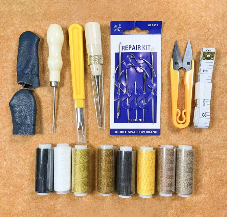 ערכת תפירה עור תיק ריפוד עם תפירה חוט ריפוד חוט ריפוד תפר ריפוד