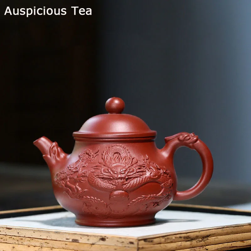 200ml Yixing Tea Pot Handmade Dragon Pattern Purple Clay Teapot Beauty