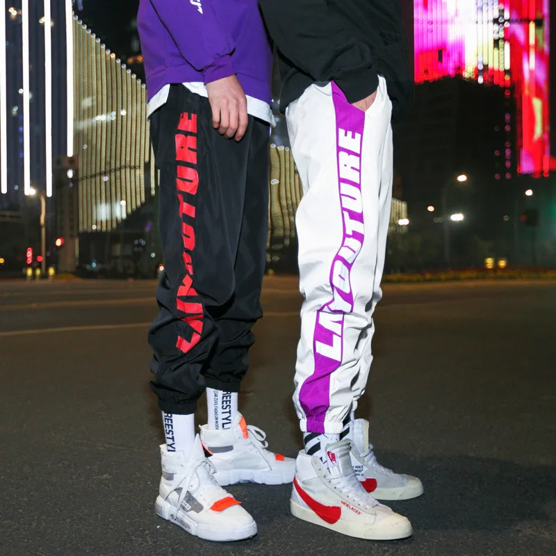 

Hip Hop Sweatpants Men Baggy Track Pants Loose Harem Pants Men Jogger Streetwear Pants Letter Fashion Street Dance Black White