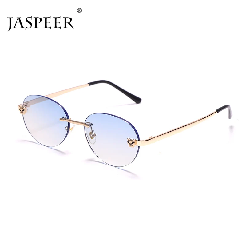 

JASPEER Retro Rimless Oval Sunglasses Women Luxury Brand Designer Gradient Shades Men Sun Glasses UV400 Vintage Eyewear Gafas